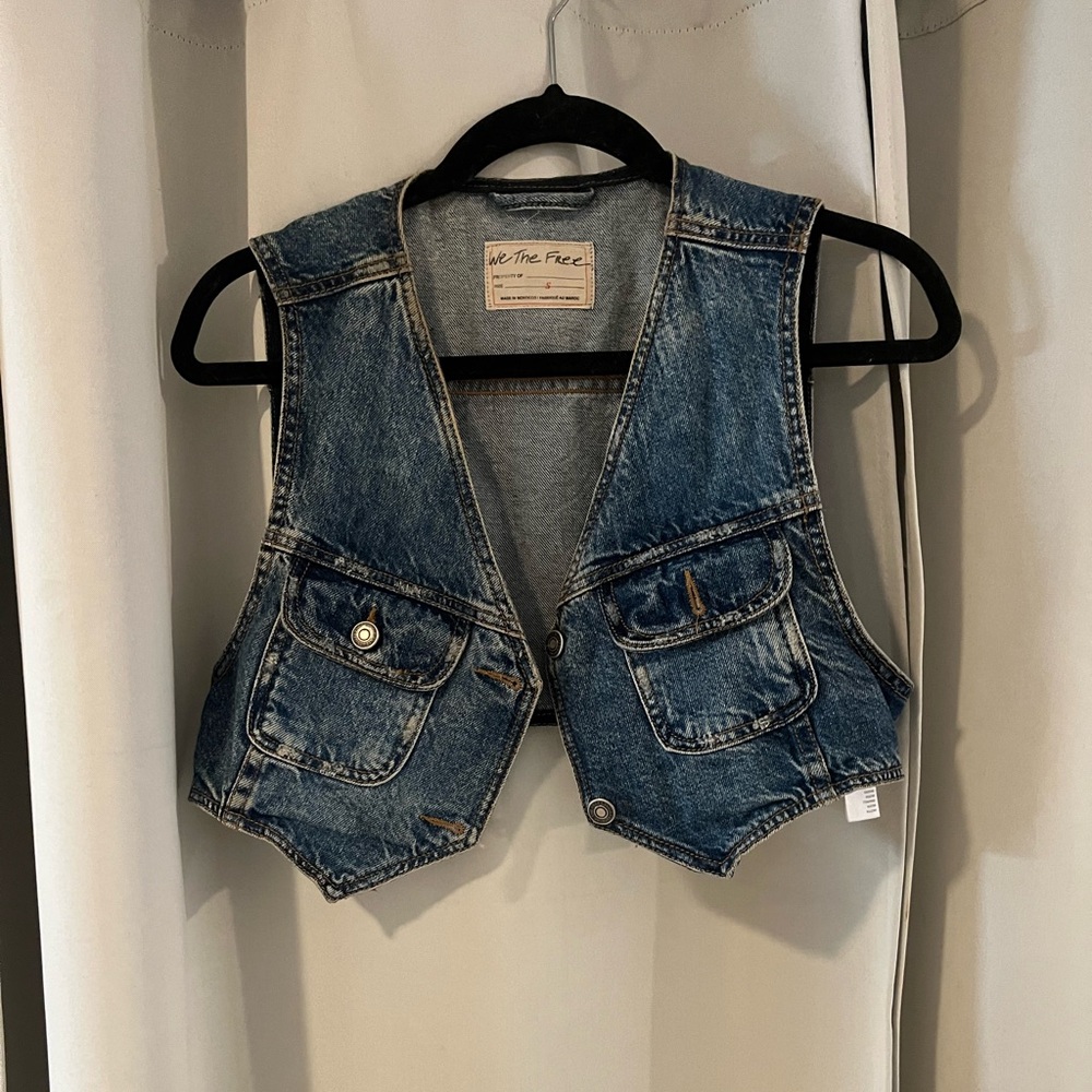 We the Free denim cropped vest